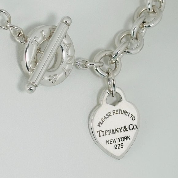 Vintage Authentic Return Tiffany & Co Toggle Heart Tag Necklace Sterling Silver - Picture 4 of 8